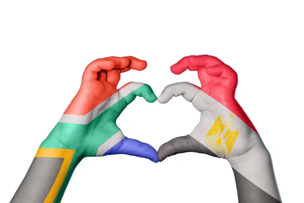 South Africa Egypt Heart Hand Gesture Making Heart Clipping Path — Stock Photo, Image