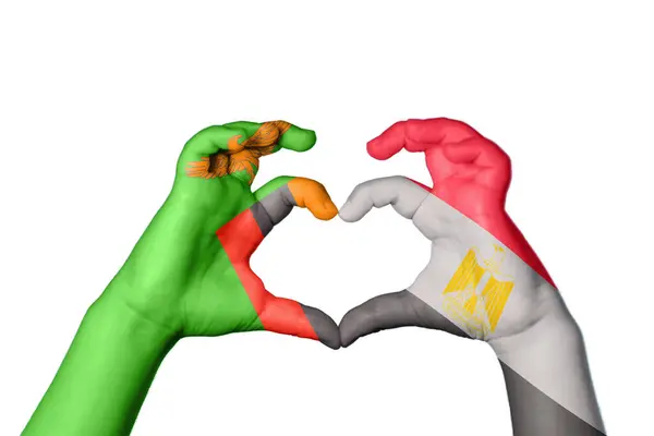 赞比亚埃及心 手手势造心 收割之路 — 图库照片