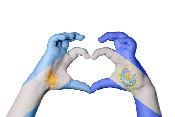 Αργεντινή Σαλβαδόρ Καρδιά Χέρι Χειρονομία Κάνοντας Καρδιά Ψαλίδισμα Διαδρομή — Φωτογραφία Αρχείου