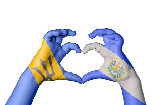 Barbados Salvador Heart Hand Gesture Making Heart Clipping Path — Stock Photo, Image