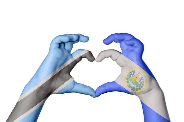 Μποτσουάνα Σαλβαδόρ Καρδιά Χέρι Χειρονομία Κάνοντας Καρδιά Ψαλιδίζοντας Διαδρομή — Φωτογραφία Αρχείου