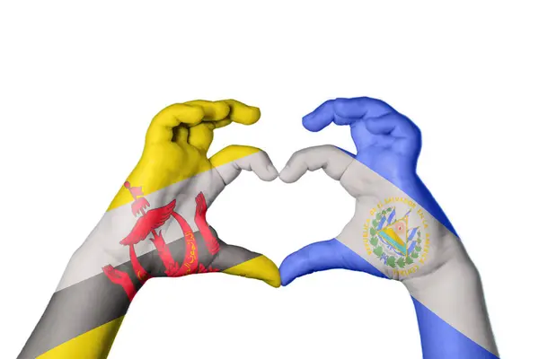 Μπρουνέι Σαλβαδόρ Καρδιά Χέρι Χειρονομία Κάνοντας Καρδιά Ψαλιδίζοντας Διαδρομή — Φωτογραφία Αρχείου