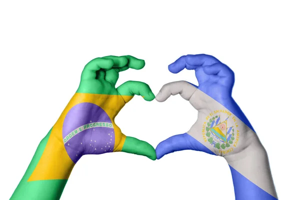 Brazil Salvador Heart Hand Gesture Making Heart Clipping Path — Stock Photo, Image