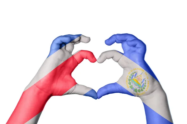 Costa Rica Salvador Heart Hand Gesture Making Heart Clipping Path — Stock Photo, Image