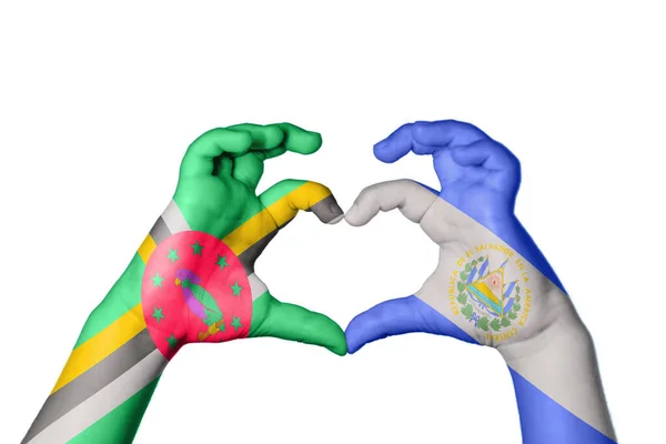 Dominica Salvador Καρδιά Χέρι Χειρονομία Κάνοντας Καρδιά Ψαλιδίζοντας Διαδρομή — Φωτογραφία Αρχείου