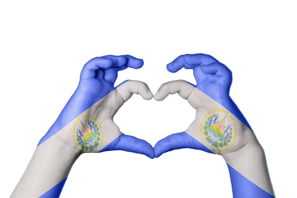 Сальвадор Сальвадор Сальвадор Сердце Жест Рукой Делает Сердце Обрезка Пути — стоковое фото