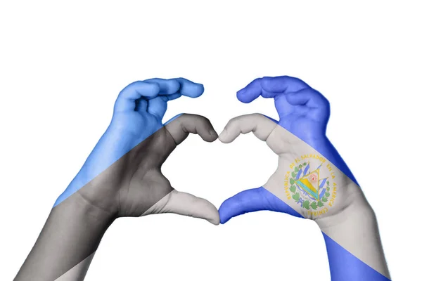 Estonia Salvador Heart Hand Gesture Making Heart Clipping Path — Stock Photo, Image