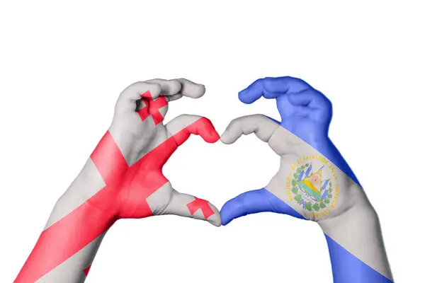Γεωργία Σαλβαδόρ Καρδιά Χειρονομία Χέρι Κάνει Την Καρδιά Ψαλίδισμα Μονοπάτι — Φωτογραφία Αρχείου