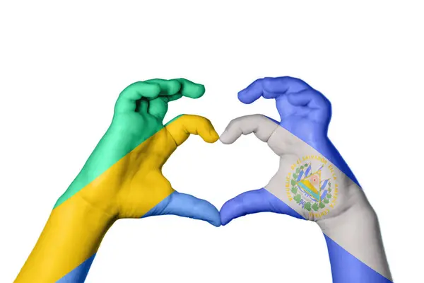 Gabon Salvador Heart Hand Gest Att Göra Hjärta Klippning Vägen — Stockfoto