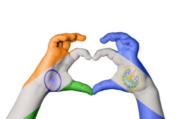 Indie Salwador Serce Gest Ręczny Serca Ścieżka Clipping — Zdjęcie stockowe