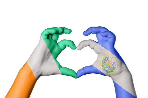 Ακτή Ελεφαντοστού Σαλβαδόρ Καρδιά Χέρι Χειρονομία Κάνοντας Καρδιά Ψαλίδισμα Μονοπάτι — Φωτογραφία Αρχείου