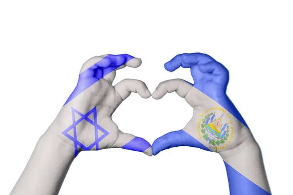 Izrael Salvador Szív Kéz Gesztus Készítő Szív Vágó — Stock Fotó