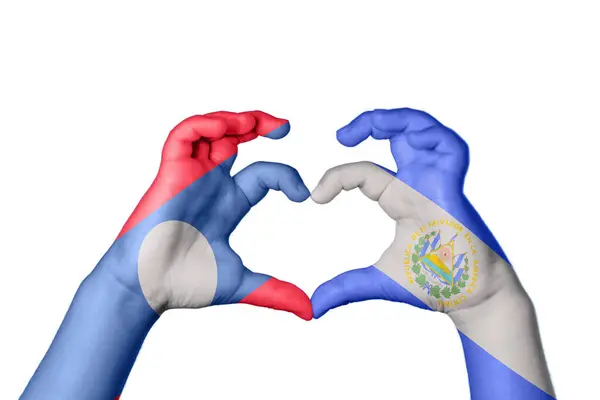 Лаос Сальвадор Серце Жест Рук Робить Серце Відсічний Контур — стокове фото
