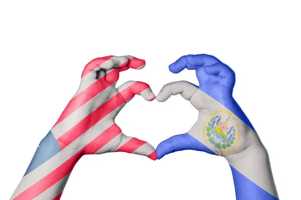 Liberia Salvador Heart Hand Gesture Making Heart Clipping Path — Stock Photo, Image