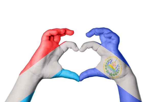 Λουξεμβούργο Σαλβαδόρ Καρδιά Χειρονομία Χέρι Κάνοντας Καρδιά Ψαλιδίζοντας Διαδρομή — Φωτογραφία Αρχείου