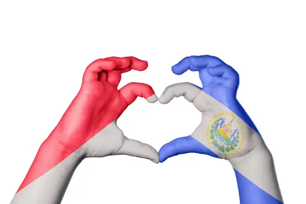 Μονακό Σαλβαδόρ Καρδιά Χέρι Χειρονομία Κάνοντας Καρδιά Ψαλίδισμα Διαδρομή — Φωτογραφία Αρχείου