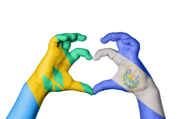 Szent Vincent Grenadine Szigetek Salvador Szív Kézmozdulatkészítés Szív Vágási Útvonal — Stock Fotó