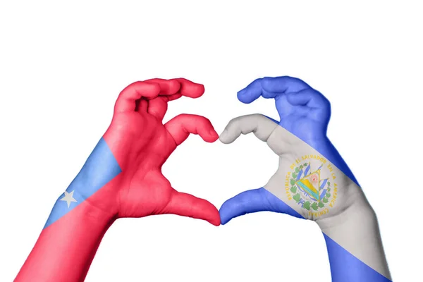 Σαμόα Σαλβαδόρ Καρδιά Χέρι Χειρονομία Κάνοντας Καρδιά Ψαλιδίζοντας Διαδρομή — Φωτογραφία Αρχείου