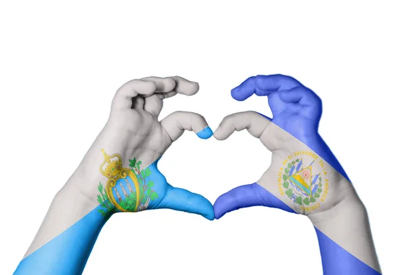 Σαν Μαρίνο Σαλβαδόρ Καρδιά Χέρι Χειρονομία Κάνοντας Καρδιά Ψαλιδίζοντας Διαδρομή — Φωτογραφία Αρχείου