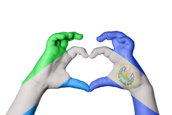 Σιέρα Λεόνε Σαλβαδόρ Καρδιά Χέρι Χειρονομία Κάνοντας Καρδιά Ψαλίδισμα Μονοπάτι — Φωτογραφία Αρχείου