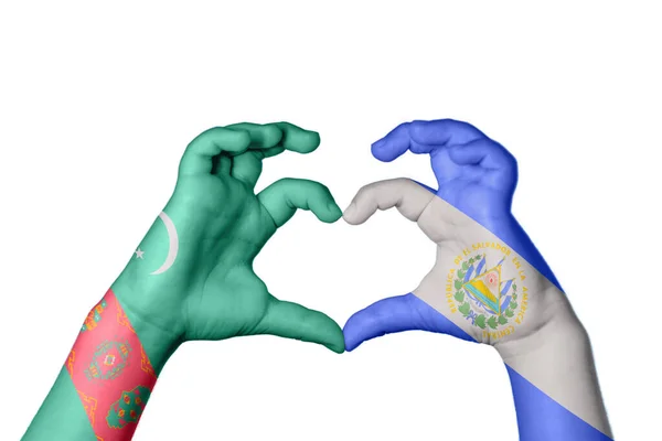 Turkmenistan Salvador Heart Hand Gesture Making Heart Clipping Path — Stock Photo, Image