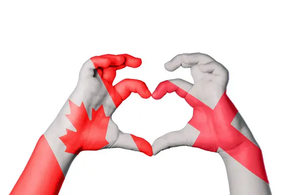 Canadá Inglaterra Coração Gesto Mão Fazendo Coração Clipping Path — Fotografia de Stock