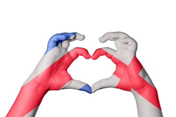 Costa Rica England Heart Hand Gesture Making Heart Clipping Path — Stock Photo, Image
