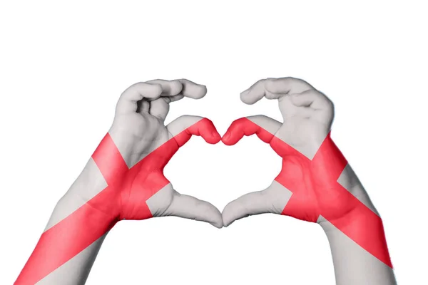England Heart Hand Gesture Making Heart Clipping Path — стоковое фото