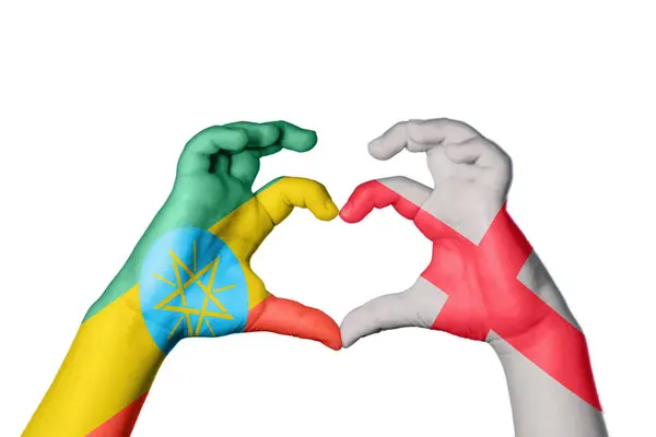 Ethiopie Angleterre Coeur Geste Main Faisant Coeur Sentier Coupe — Photo