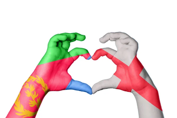 Eritreia Inglaterra Coração Gesto Mão Fazendo Coração Clipping Path — Fotografia de Stock