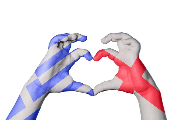 Grecja Anglia Serce Ręczny Gest Serca Ścieżka Wycinania — Zdjęcie stockowe