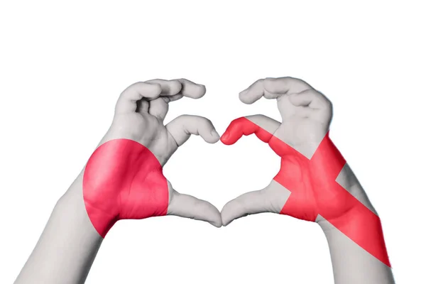 Japan England Heart Handgeste Macht Herz Clipping Path — Stockfoto