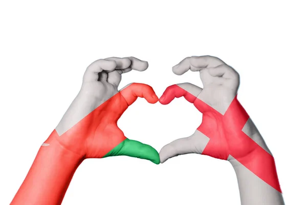Oman England Heart Hand Gesture Making Heart Clipping Path — Stock Photo, Image