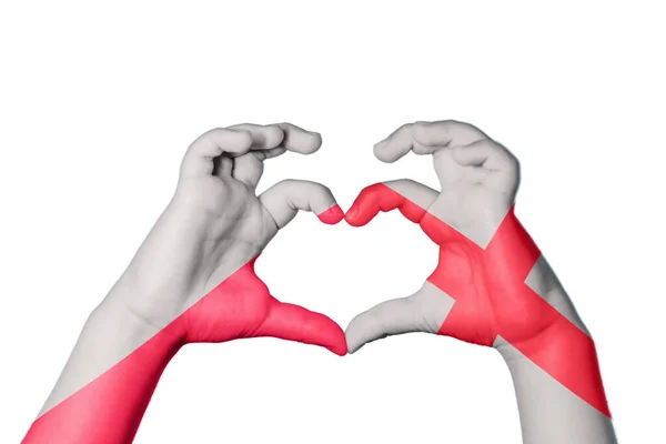 ポーランド イングランド心臓 ハンドジェスチャー作り心臓 クリッピングパス — ストック写真