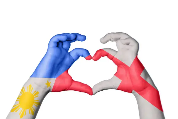 Φιλιππίνες Αγγλία Καρδιά Χειρονομία Χέρι Κάνει Καρδιά Ψαλίδισμα Μονοπάτι — Φωτογραφία Αρχείου
