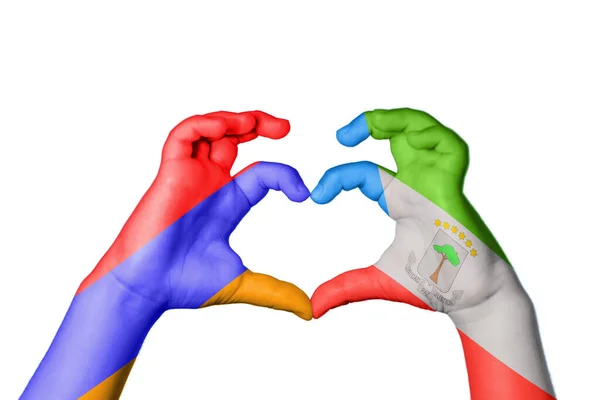 Αρμενία Ισημερινή Γουινέα Καρδιά Χειρονομία Χέρι Καθιστώντας Την Καρδιά Ψαλιδίζοντας — Φωτογραφία Αρχείου
