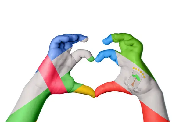 Central African Republic Equatorial Guinea Heart Hand Gesture Making Heart — Stock Photo, Image
