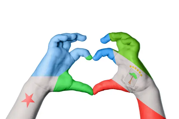 Djibouti Equatorial Guinea Heart Hand Gesture Making Heart Clipping Path — Stock Photo, Image