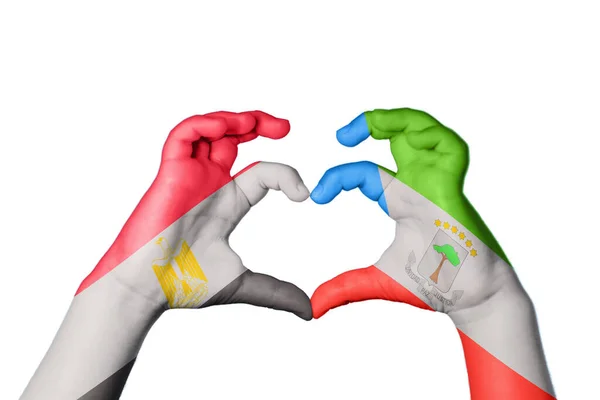 Egypt Equatorial Guinea Heart Hand Gesture Making Heart Clipping Path — Stock Photo, Image