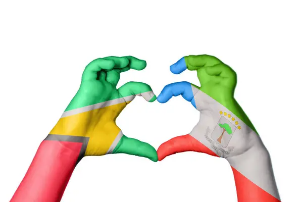 Guyana Guinea Ecuatorial Corazón Hacer Gesto Mano Del Corazón Recortar — Foto de Stock