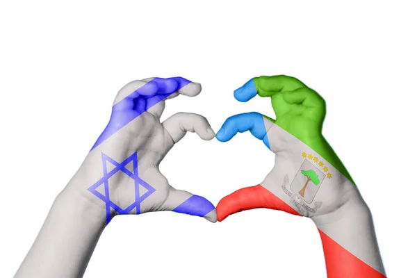 イスラエル赤道ギニアハート ハンドジェスチャー作り心臓 クリッピングパス — ストック写真