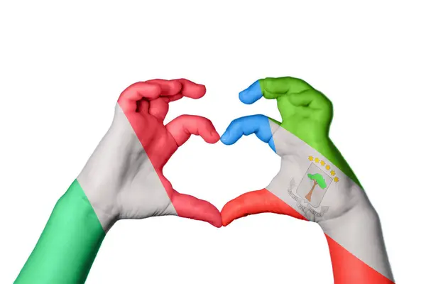 Італія Екваторіальне Гвінейське Серце Жест Рук Робить Серце Відсічний Контур — стокове фото