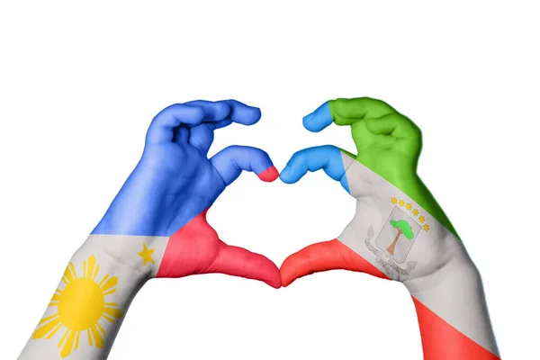 Φιλιππίνες Ισημερινή Γουινέα Καρδιά Χειρονομία Χέρι Κάνοντας Καρδιά Κλίπινγκ Path — Φωτογραφία Αρχείου