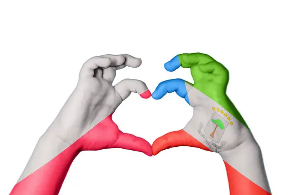 Poland Equatorial Guinea Heart Hand Gesture Making Heart Clipping Path — Stock Photo, Image