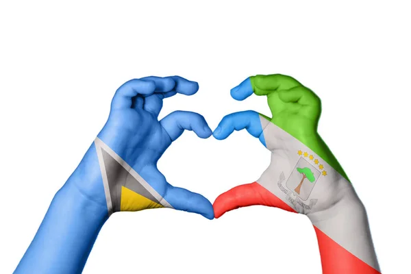 Αγία Λουκία Ισημερινή Γουινέα Καρδιά Χειρονομία Χέρι Κάνοντας Καρδιά Ψαλιδίζοντας — Φωτογραφία Αρχείου