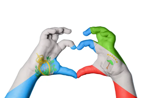 San Marino Guiné Equatorial Coração Mão Gesto Fazendo Coração Clipping — Fotografia de Stock