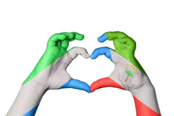 Sierra Leone Equatorial Guinea Heart Hand Gesture Making Heart Clipping — Stock Photo, Image