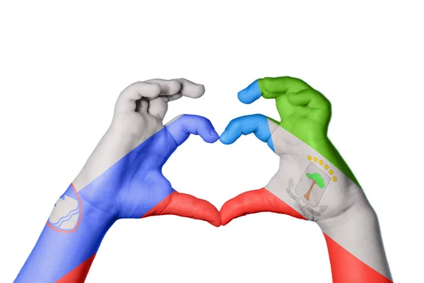 Slovenia Equatorial Guinea Heart Hand Gesture Making Heart Clipping Path — Stock Photo, Image