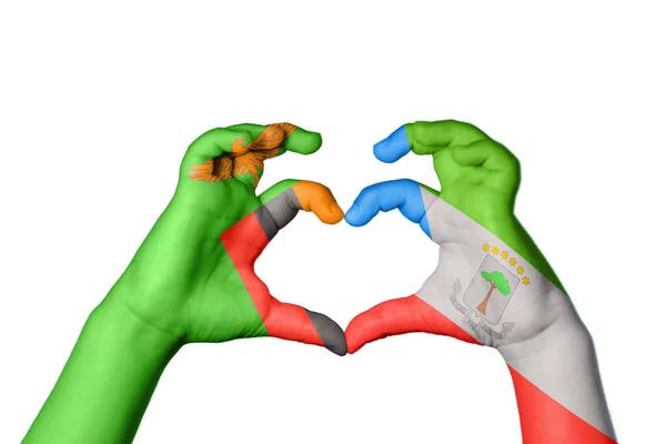 赞比亚Equatorial Guinea Heart Hand Gesture Making Heart Clipping Path — 图库照片