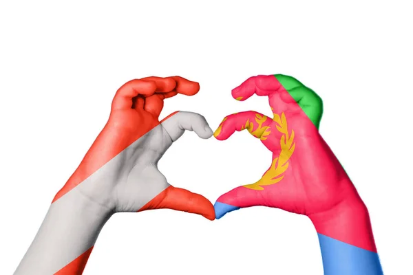 Áustria Eritreia Coração Gesto Mão Fazendo Coração Clipping Path — Fotografia de Stock